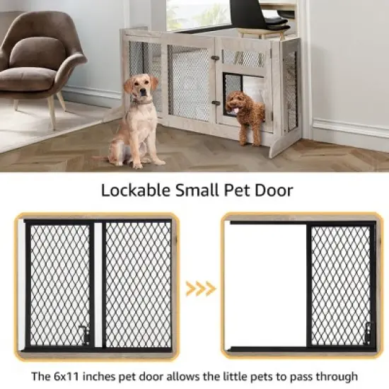 unipaws Walk Through Pet Gate with Dog Door image {11}
