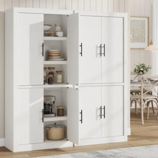 Tall Wooden Kitchen Pantry Cabinet for Dining, Living Room image {2}