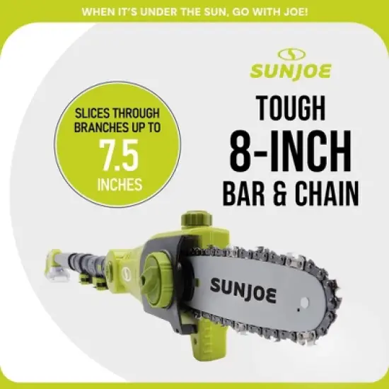 Sun Joe 24 Volt Cordless Pole Chainsaw, Electric Telescoping Tree Trimmer, Green, 4V-PS8-LTE image {4}