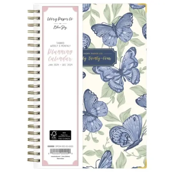 Ivory Paper Co 2024 Planner 8"x5" Weekly/Monthly Wirebound Mariposas image {2}