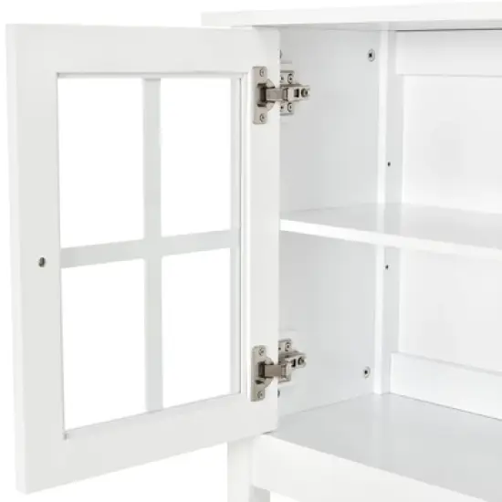 HOMCOM Kitchen Credenza & Sideboard Buffet Cabinet with 2 Glass Doors & Storage Shelves image {7}