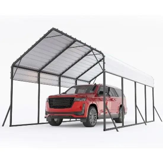 GustoWave 13'x21' Heavy Duty Steel Carport for All Weather Sedans, Bass Boats, Motos, ATVs, and SUVs image {6}