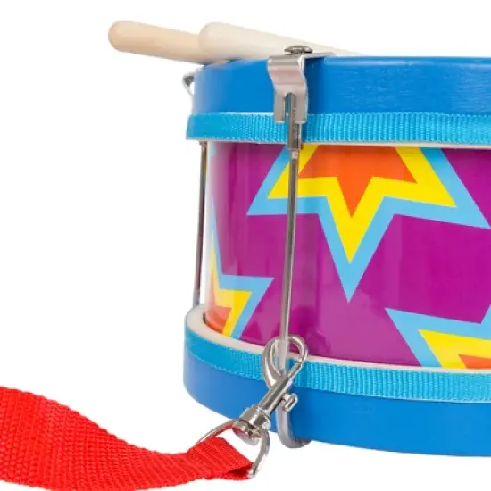Double-sided Toy Marching Drum with Adjustable Strap and Two Wooden Drum Sticks by Hey! Play! image {3}