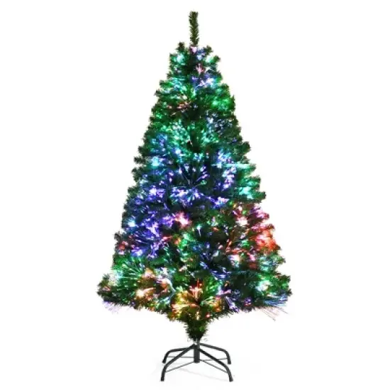 Costway 5/6/7 ft Pre-lit Fiber Optic PVC Artificial Christmas Tree with 449/617/820 Branch Tips image {1}
