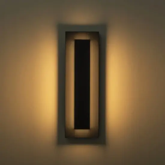 Rennnsan Varnell 15"-26"H Hardwired Rectangle Aluminum Modern LED Dimmable Outdoor Wall Sconce in Black image {7}