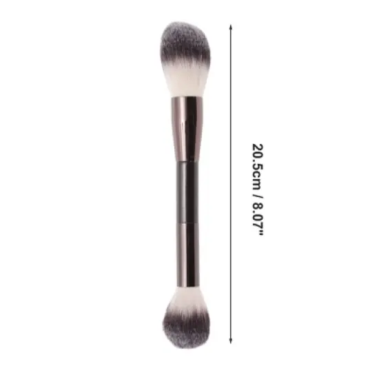 Unique Bargains Convenient Dual-ended Makeup Brush Brown 1 Pc image {1}