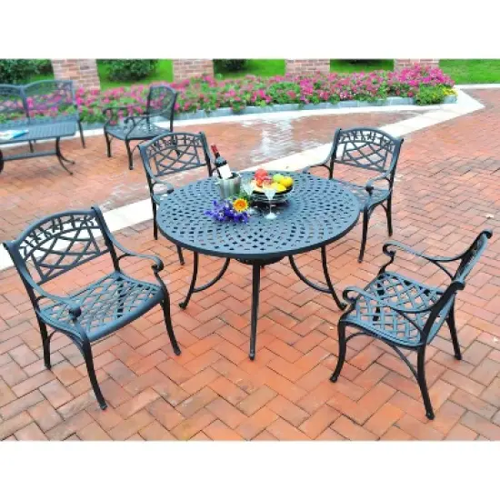 Sedona 42" 5pc Outdoor Dining Set with Armchairs - Black - Crosley image {1}
