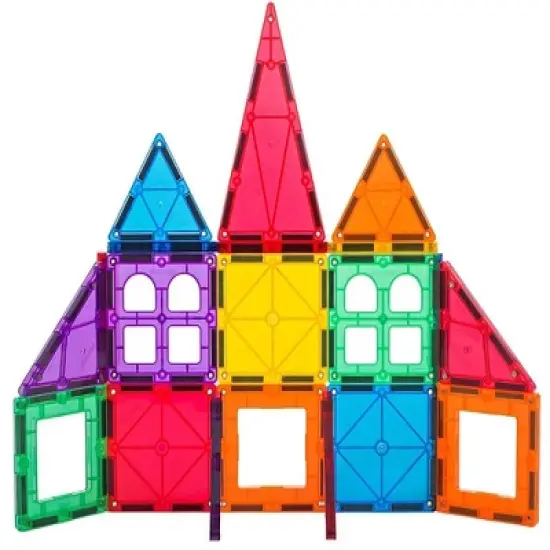 Playmags Magnetic Tile Set, 38-Piece Strongest Magnets Building Blocks for Kids, Creativity and Educational Building Toys for Children, STEM Approved image {1}