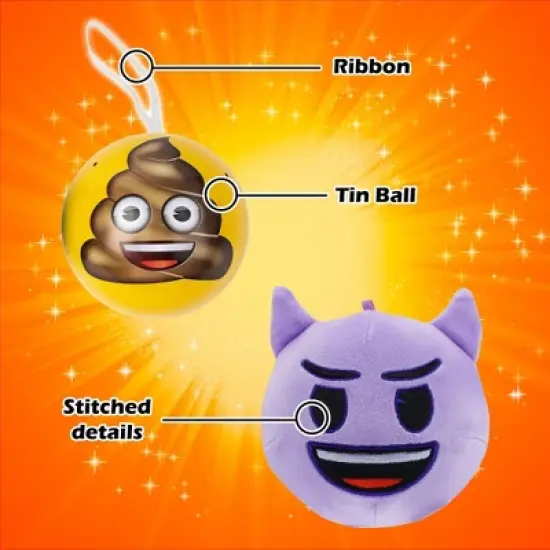 Emoji MiraBall, 3-in-1 Surprise, 2 Pack, Blind Box Toys for Kids - Collectable Pieces - Metal Ball, Plush, Stickers, White Ribbon image {7}