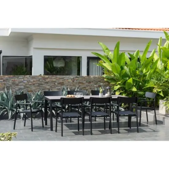 Amazonia Axe 9pc Aluminum Rectangular Patio Dining Set Black image {1}
