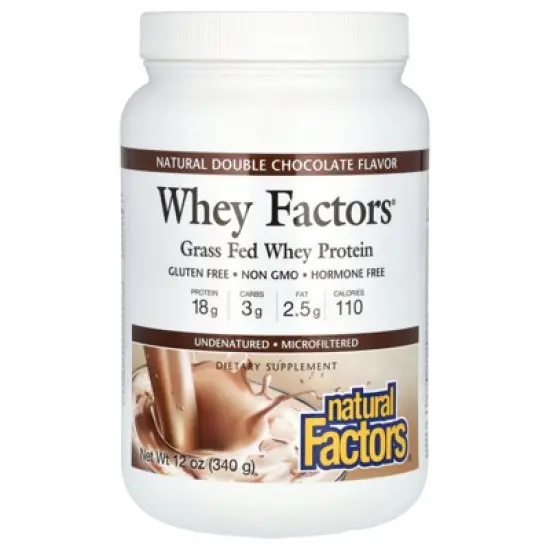 Natural Factors Whey Factors&reg;, Grass Fed Whey Protein, Natural Double Chocolate, 12 oz (340 g) image {4}