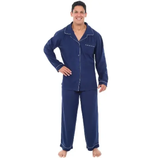 Men's Soft Plush Fleece Pajama Lounge Set, Warm Long Sleeve Shirt and Pants, PJ image {7}