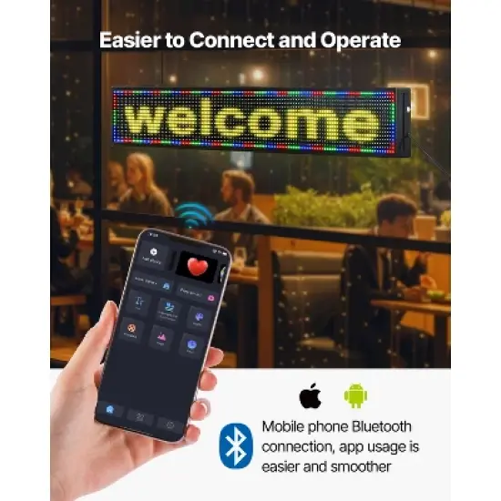 VEVOR Programmable Sign, P10 Full Color Flexible Digital Scrolling Panel, DIY Custom Text Pattern GIF Display Board, Bluetooth APP Control, Black image {3}