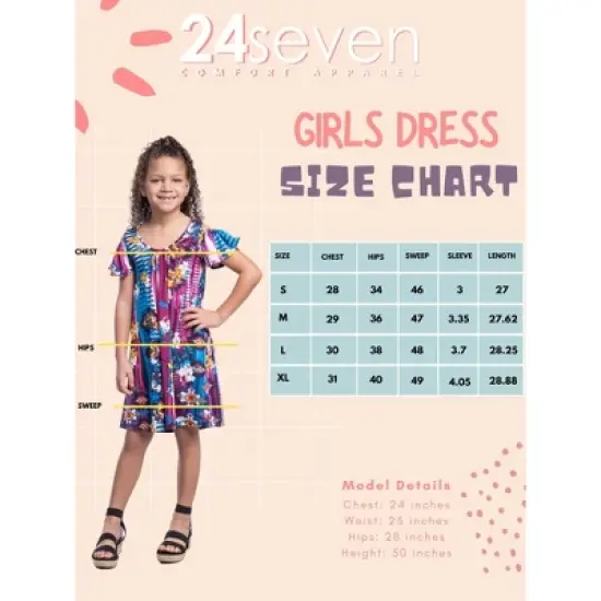 24seven Comfort Apparel Floral Girls Cold Shoulder Knee Length Dress image {3}