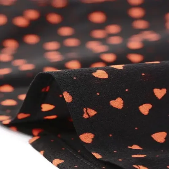 Allegra K Women's Heart-Shaped Polka Dots V Neck Short Sleeve Button Down Vintage Blouse image {4}