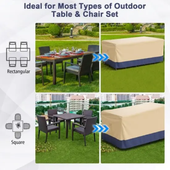 Costway Patio 90''x50'' Dining Set Cover Rectangle Table Chair Waterproof Handle Air Vent image {8}