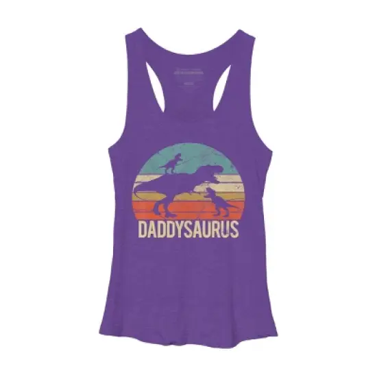 Women's Design By Humans Retro Daddy Dinosaur Daddysaurus Roar By nathanhoang Racerback Tank Top image {7}