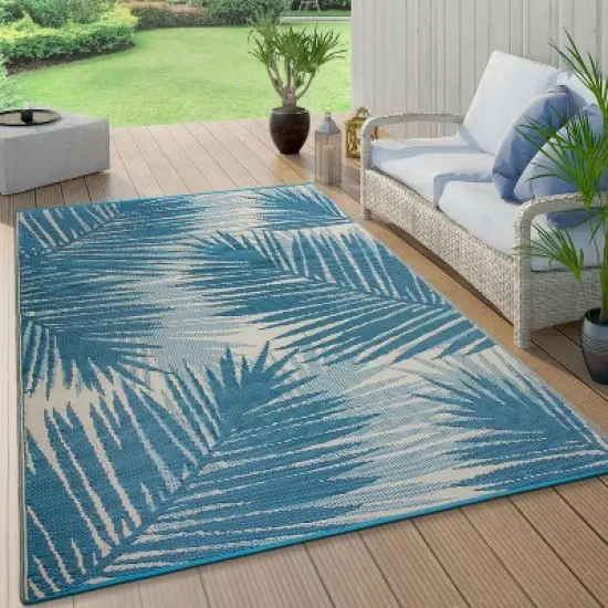World Rug Gallery Tropical Floral Reversible Plastic Outdoor Rugs image {8}