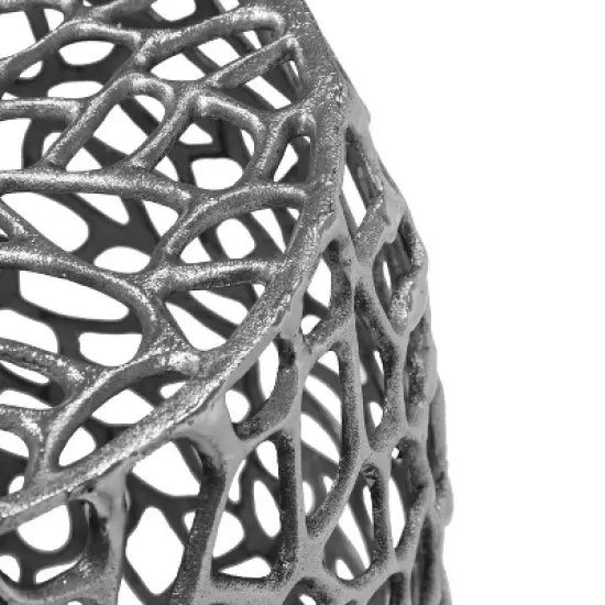 Aluminum Drum End Table with Intricate Design-Silver Nickel image {5}