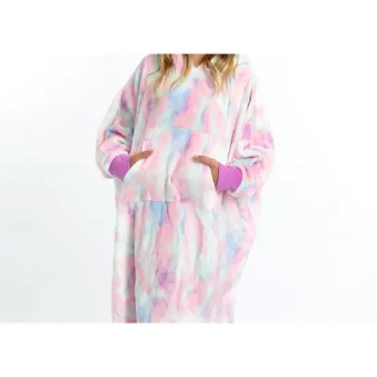 Sleep On It Girls Tie Dye Wearable Cozy Fleece Blanket Hoodie image {5}