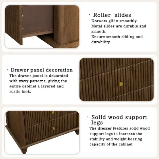 GDFStudio Jessie 4 Piece Fluted Wood Bedroom Furniture Set image {7}