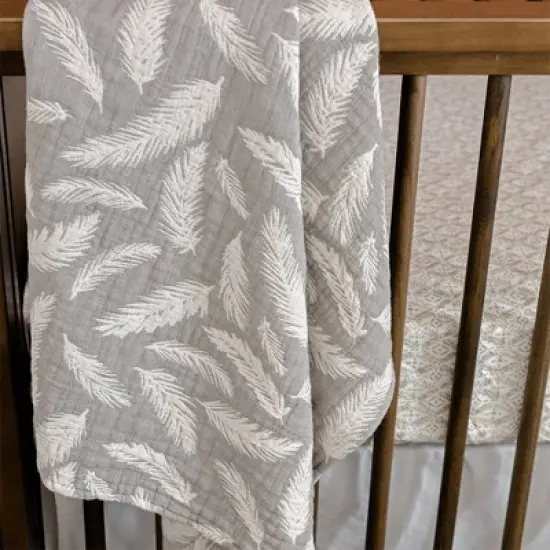 Crane Baby Cotton Muslin Jacquard Baby Reversible Blanket image {6}