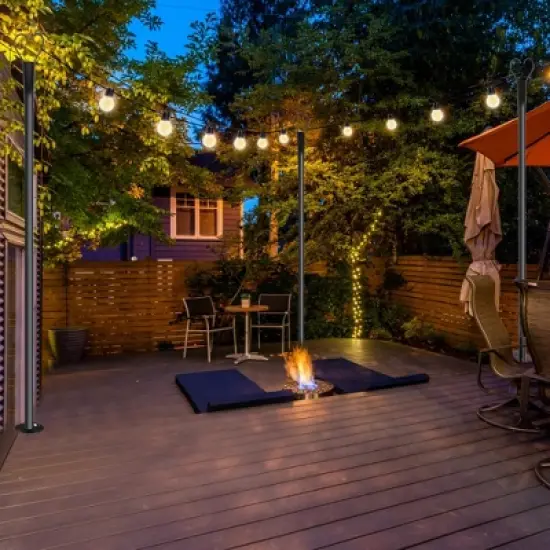 Sandinrayli 8 ft. String Light Pole 25-Light Outdoor Solar Powered LED String Light Set Atmosphere Lighting for Patio Decor (6-Pack) image {8}