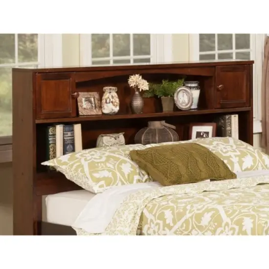 Full Newport Bookcase Headboard Walnut - AFI: Dual Shelves & Concealed Compartments image {1}