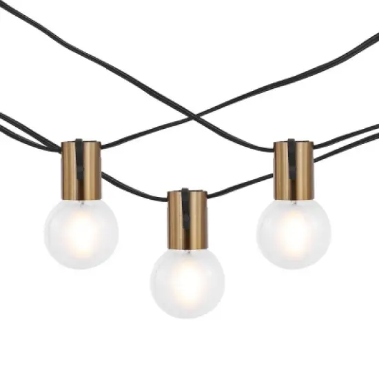 Farrynn LED Outdoor String Lights - 120" - 10 Light - PLT4044 - Brass/Black - Safavieh image {4}