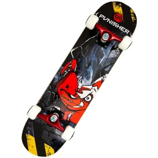 Punisher Skateboards Teddy 31-Inch Skateboard With Helmet Combo, Red image {1}