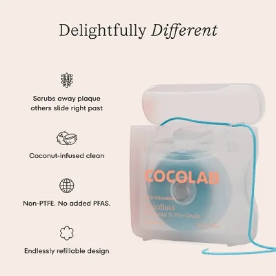 Cocolab Cocofloss Refillable Woven Expanding Dental Floss - Wild Strawberry - 33yd image {2}