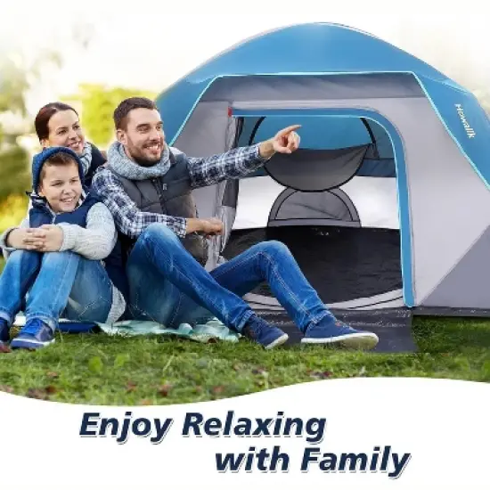 Camping Tent 4 Person Dome Tents, Easy Set Up Waterproof Tent with Carry Bag, Mesh Door, Portable Family Tent with Rainfly for for Traveling image {3}