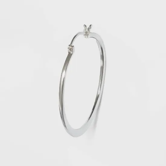 Large Flat Tapered Hoop Sterling Silver Earrings - A New Day&trade; Silver image {1}