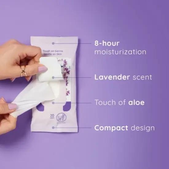 Wet Ones Antibacterial Hand Wipes Lavender - 10pk/20ct image {2}