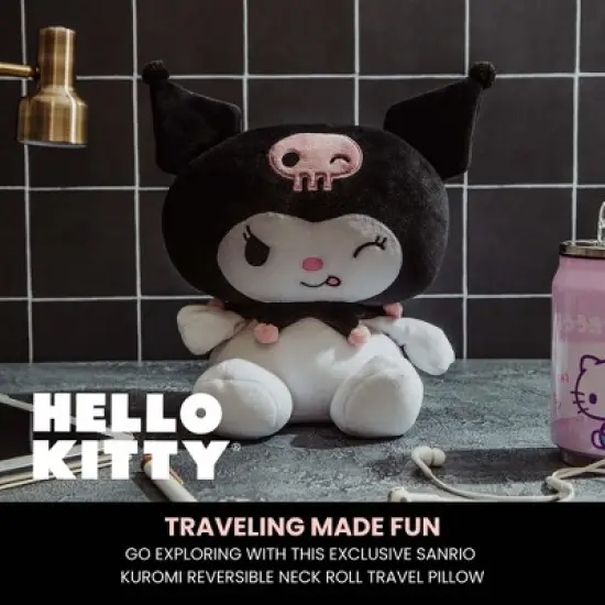 Surreal Entertainment Sanrio Kuromi Reversible Neck Roll Pillow and Plush Toy image {1}