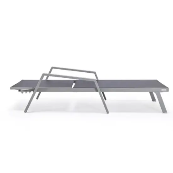 LeisureMod Marlin Modern Patio Sling Chaise Lounge Chair with Arms in Grey Aluminum &ndash; Outdoor Patio, Poolside, Balcony, Garden, Deck Seating image {8}