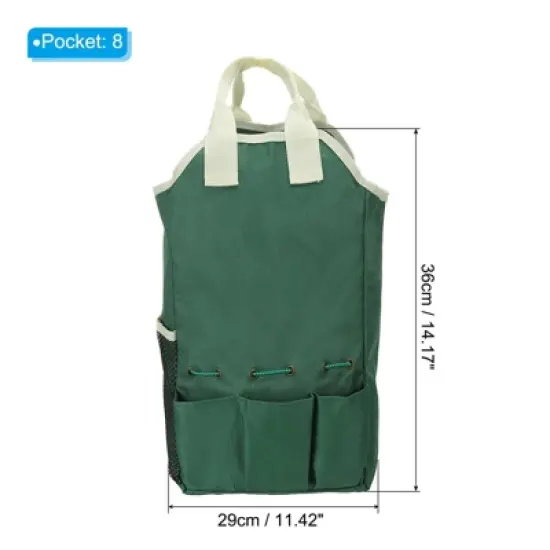 Unique Bargains Oxford Cloth Multi-Purpose Wear-Resistant Gardening Bag 14.17 x 11.42 Inch Green 1 Pc image {1}