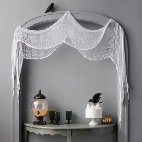 9' Black Light Responsive Eerie Fabric White Halloween Decorative Prop - Hyde and EEK! Boutique&trade; image {1}