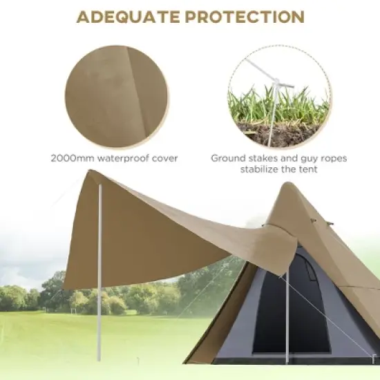 Cesicia 15.4'x15.4'x8.5' Waterproof Camping Tent with Porch Area, Floor and Carry Bag, for 2-3 Person Outdoor Camping image {3}