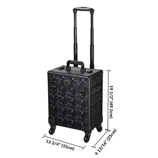 Byootique Rolling Makeup Train Case Cosmetic Trolley Organizer Mermaid Black image {5}