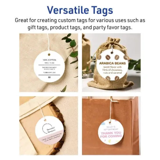 Avery Printable Round Tags with Sure Feed Technology, 3" Diameter, Matte White Cardstock, Print-to-the-Edge, Laser/Inkjet, 60 Total image {2}