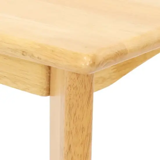 Sunnydaze Indoor 5-Piece Solid Rubberwood Dining Table and Chairs Set - Natural with Beige Cushions image {7}