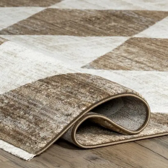 Meline Checkered Fringe Area Rug image {3}