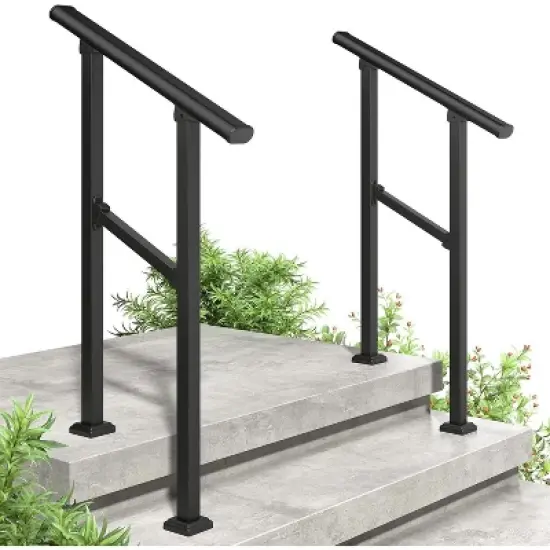 Metal Handrails for Outdoor Steps, Heavy-Duty Stair Railing for 1 to 5 Steps, Handrailing for Enhanced Safety & Stability image {3}