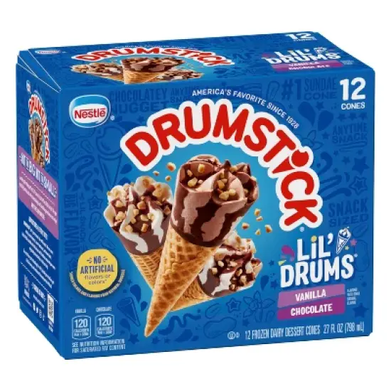 Nestle Drumstick Lil' Drums Vanilla Chocolate Ice Cream Cones - 12ct image {12}
