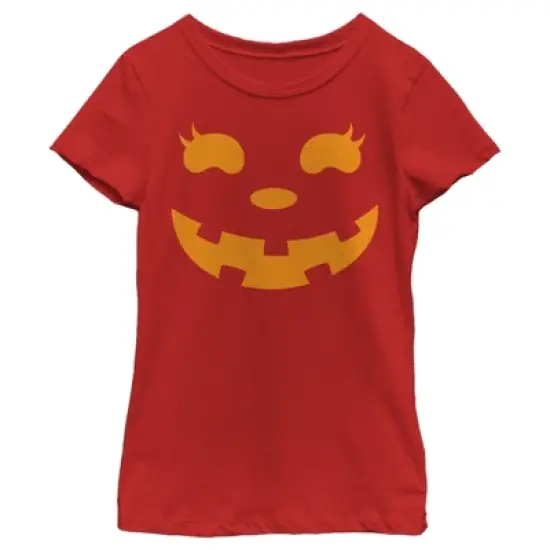 Girl's CHIN UP Halloween Jack o' Lantern Face T-Shirt image {7}