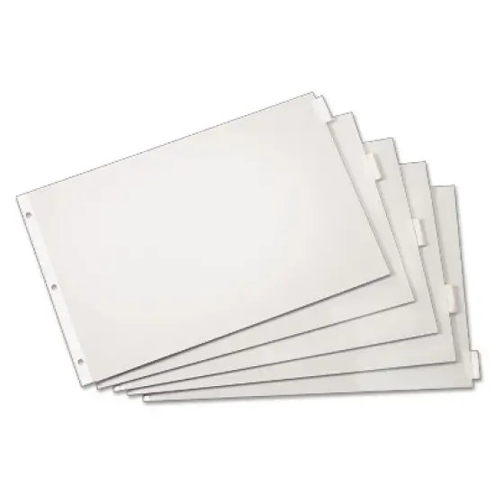 Cardinal Paper Insertable Dividers 5-Tab 11 x 17 White Paper/Clear Tabs 84812 image {3}