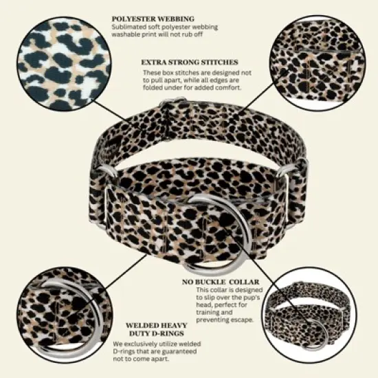 Country Brook Petz HossFit Jr Wide Martingale Dog Collar - Animal Print Collection image {6}