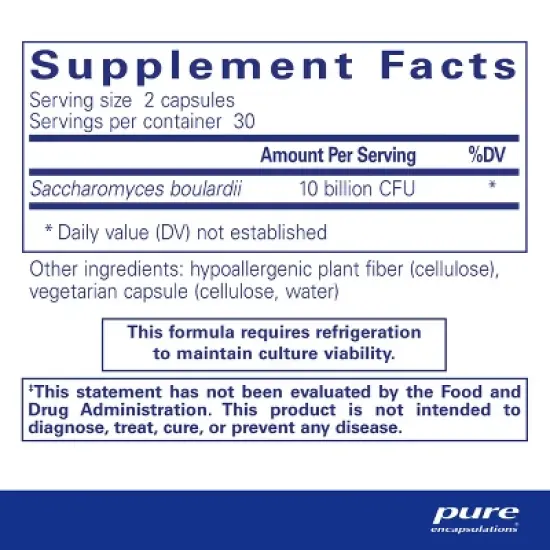 Pure Encapsulations Saccharomyces Boulardii - Natural Probiotic to Balance Intestinal Flora - 60 Capsules image {1}