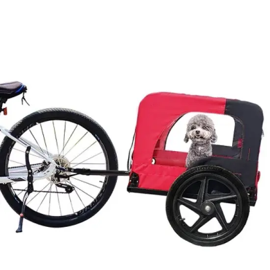 Foldable Dog Bike Trailers, Pet Bike Trailer With 16 Inch Wheels, Safety Reflectors And Flag, Internal Leash, Waterproof Mesh Dog Bike Trailer image {1}